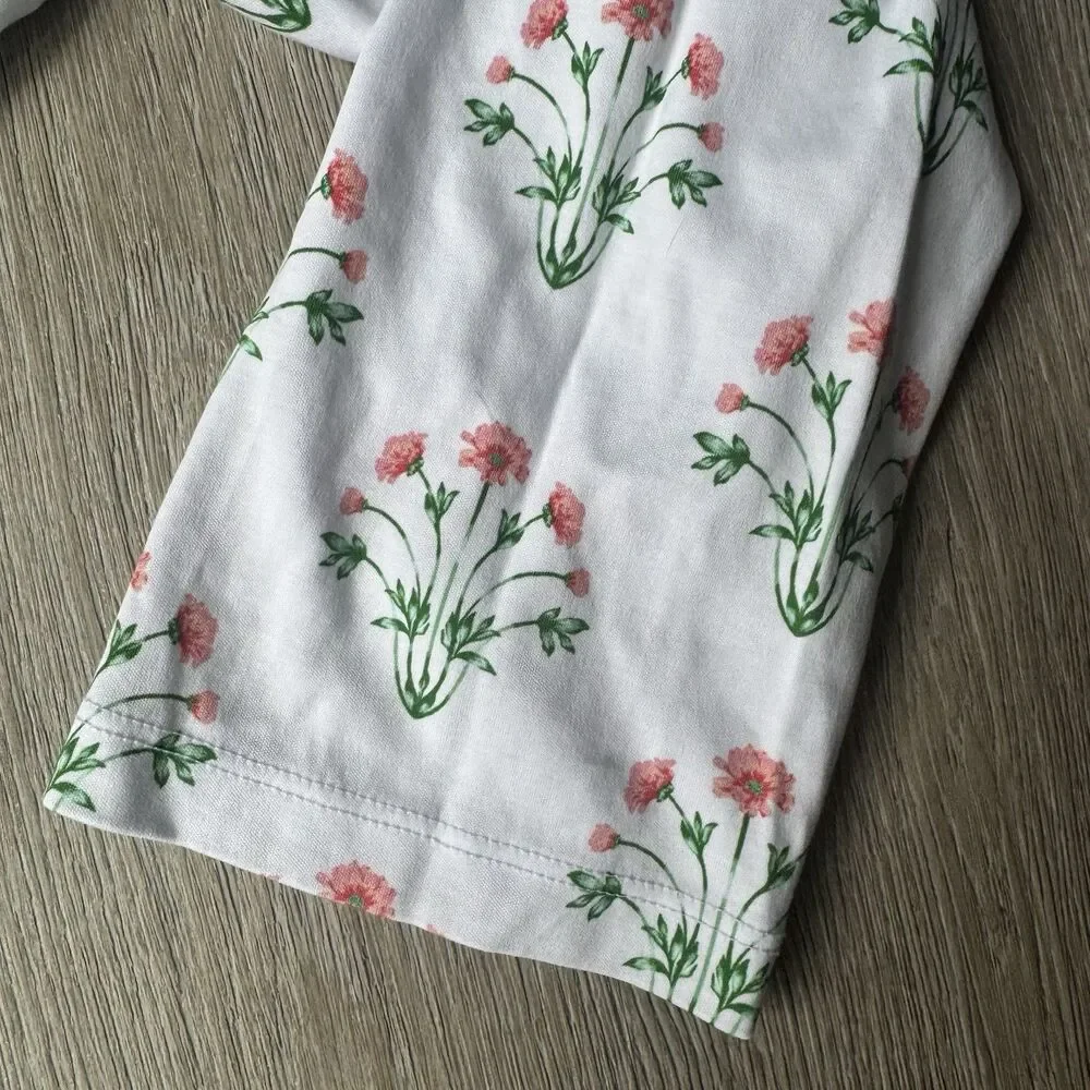 NWOT Lake Pajamas Pima Cotton Wrap Robe Floral Pink and Green XXL - Picture 6 of 10